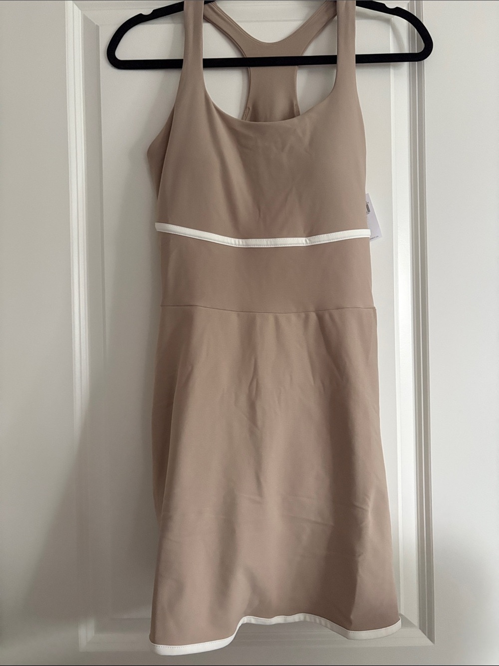 Old Navy Taupe Dress with White Trim Racerback